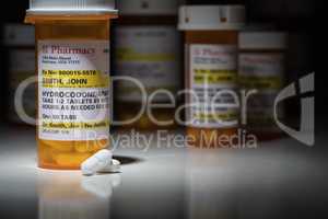 Hydrocodone Pills and Prescription Bottles with Non Proprietary