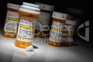 Hydrocodone Pills and Prescription Bottles with Non Proprietary