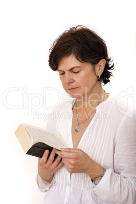 Middle-aged woman with book