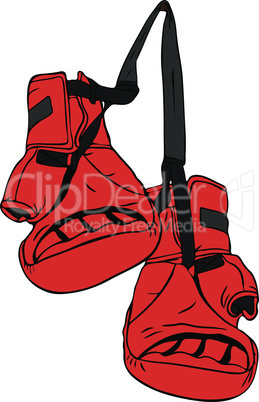 pair of red boxing gloves hanging on a nail
