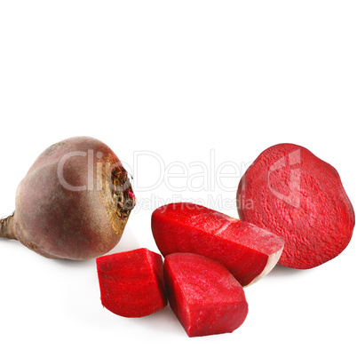 Red beet isolated on white background.
