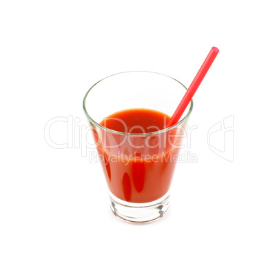 Tomato juice isolated on white background. Free space for text.