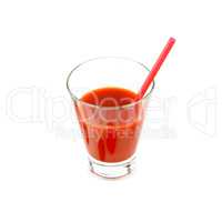 Tomato juice isolated on white background. Free space for text.