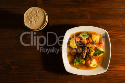 Traditional Irish Stew seen from above