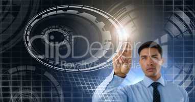 Man touching circle interface