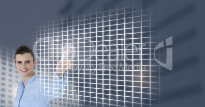 Woman touching grid interface