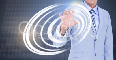 Man touching circle interface