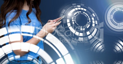 Woman touching circle interface