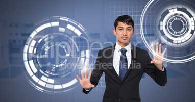 Man touching circle interface