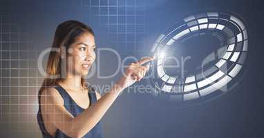 Woman touching circle interface