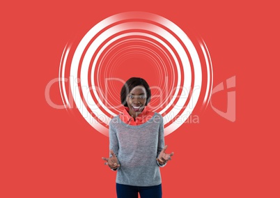 Woman with circle background