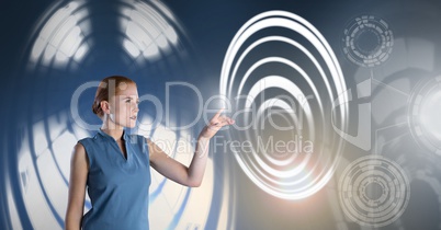 Woman touching circle interface