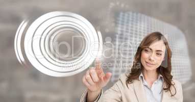 Woman touching circle interface