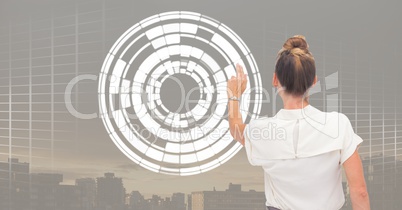 Woman touching circle interface