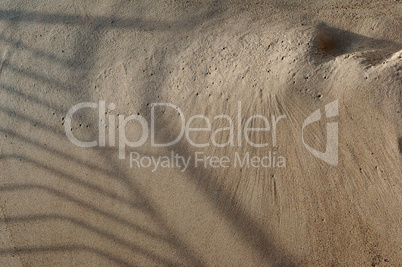 the shadow of the fence on the sand, a beautiful shadow on the sea sand