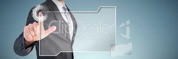 Composite image of businessman pointing with his finger