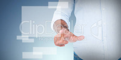 Composite image of man pointing something with his finger