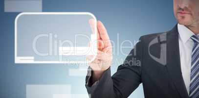 Composite image of businessman pointing with his finger