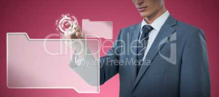 Composite image of midsection of elegant businessman pointing