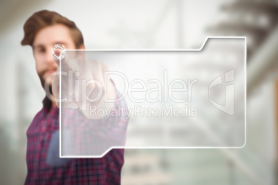 Composite image of hipster pointing with finger