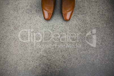 Composite image of focus of brown dress shoes