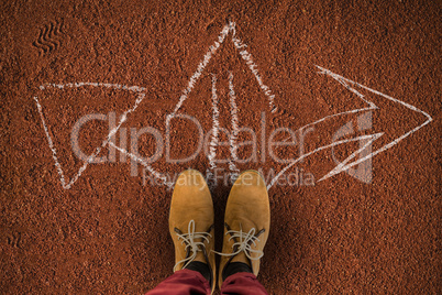 Composite image of man legs wearing brown shoes