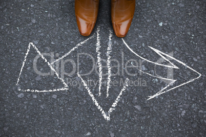 Composite image of focus of brown dress shoes