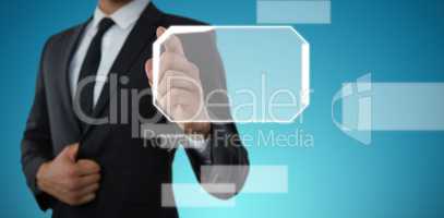 Composite image of mid section of businessman pointing