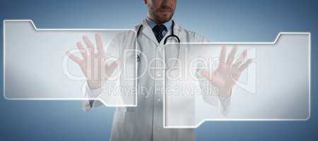 Composite image of male doctor using invisible screen