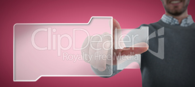 Composite image of hand gesture against white background