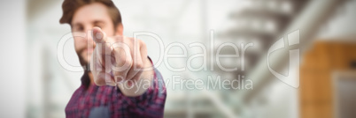 Composite image of hipster pointing with finger