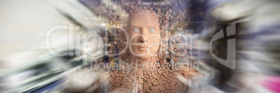 Composite image of digital image of brown pixelated 3d man