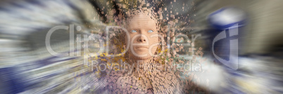 Composite image of close-up of composite brown pixelated 3d woman