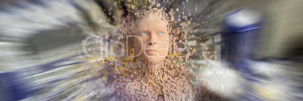 Composite image of close-up of composite brown pixelated 3d woman