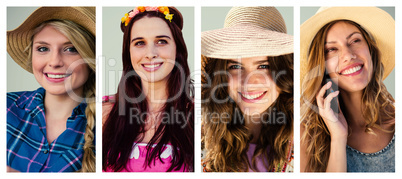 Smiling girl holding smartphone