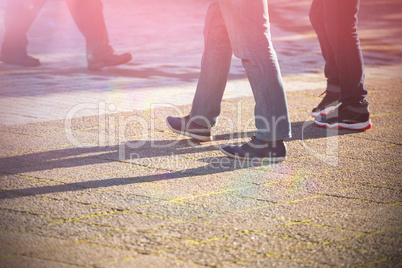 People walking on sidewalk