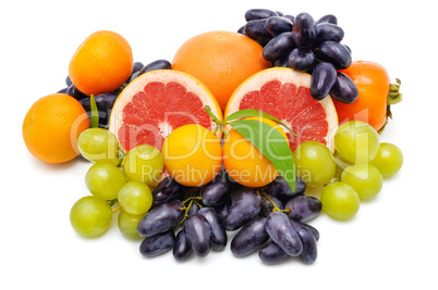Set of fruits isolated on white background.