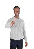 Happy smiling African man sign thump up
