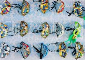 Traditional colorful decorated venetian masks for sale in Venice