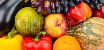 Background of a set of vegetables and fruits