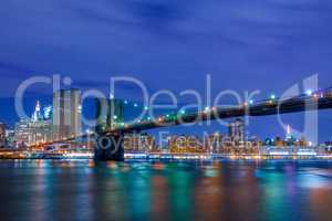 Night Brooklyn Bridge and Manhattan