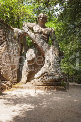 Ercole e Caco (Hercules and Caco) statue in the park of the monsters in Bomarzo, Italy.