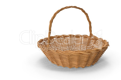 Comfortable wicker basket on a white background.