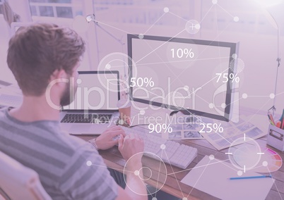 Business Overlay Interface with man and computer