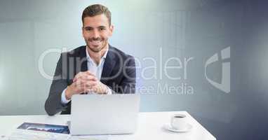 Businessman working on laptop