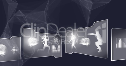 Human health and fitness interface and triangle polygon background
