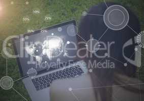 Business Overlay Interface with woman and laptop