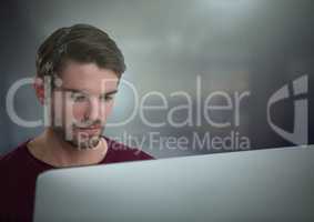 Businessman working on laptop