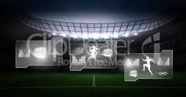 Human health and fitness interface and sports stadium arena background