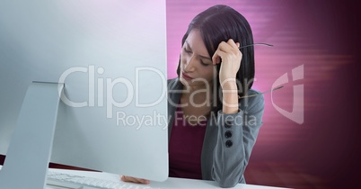 Businesswoman working on laptop